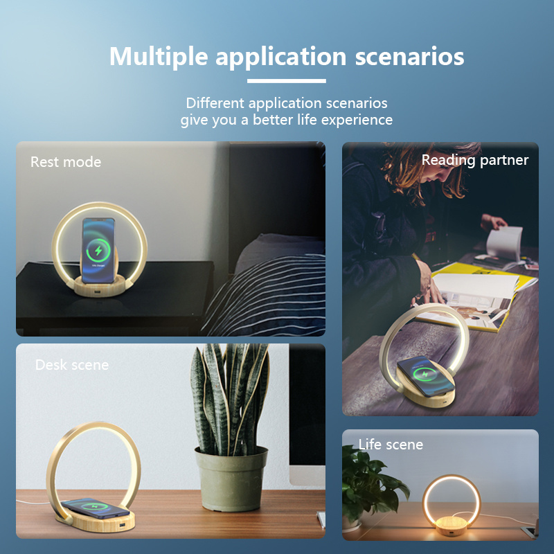 OEM 3 in 1 Multi-function 15W Fast Wireless Charging Foldable Stand Touch Control Night Light Lamp Wireless Charger