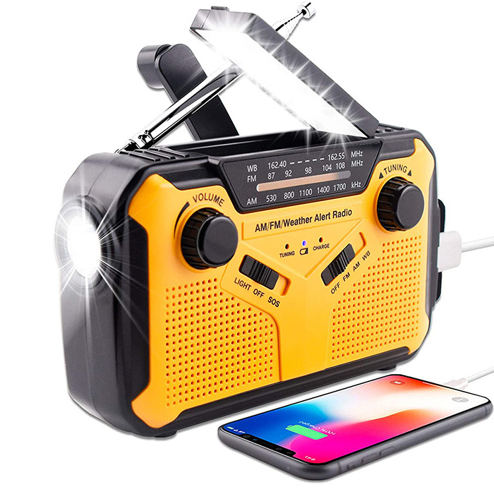 Hand Crank Emergency Weather Radio Solar Torch with FM AM Solar Charge 2500mAh Mobile Power Charge Portable Crank Radio