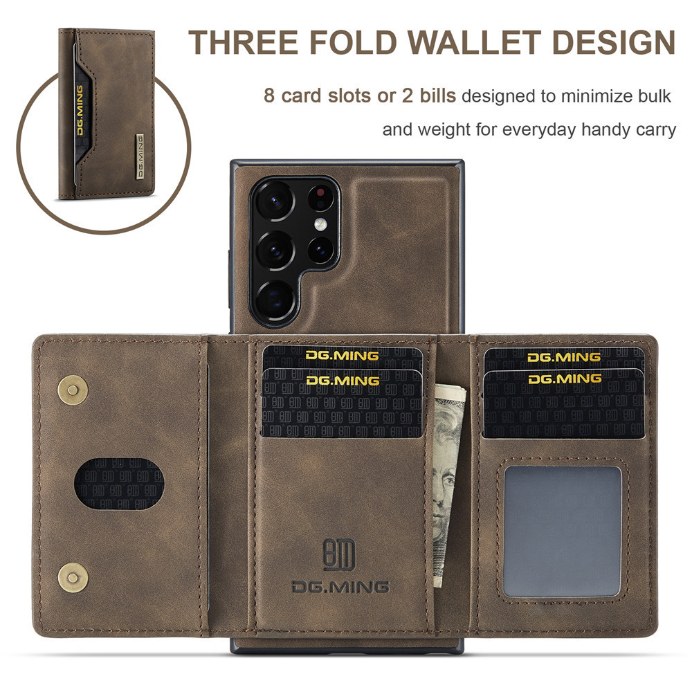 Luxury DGMING 2 in 1 Detachable Retro PU Leather Wallet Bag Magnetic Phone Case for Samsung A52 Note 20 S22 Ultra Cover Case