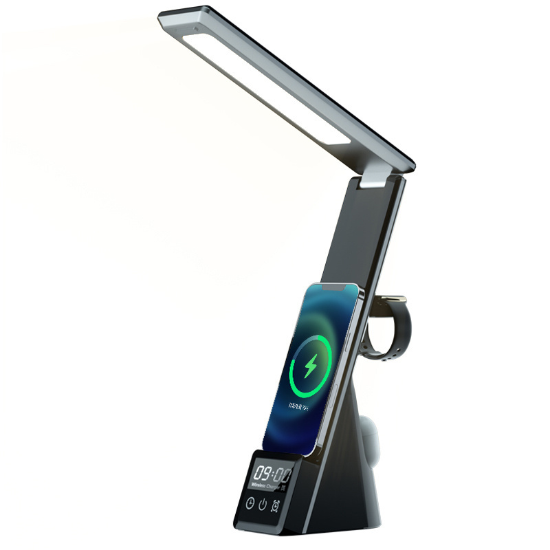 LED Table Desk Lamp with Wireless Fast Charger Eye Protection Sleeping Light 3 in 1 Cell Phone Charger Holder Stand