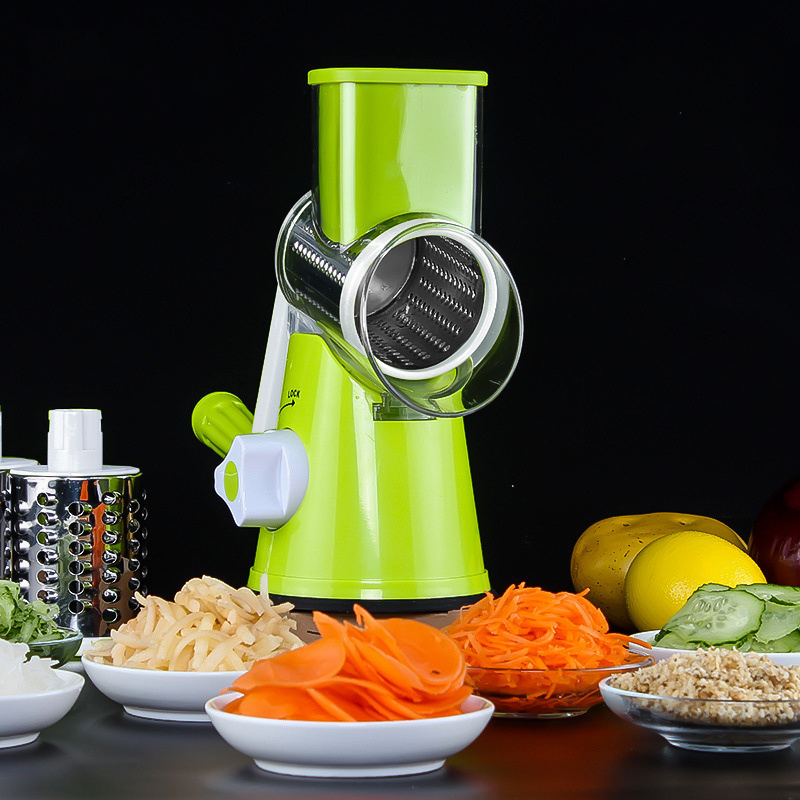 Rotary Cheese Grater Handheld Vegetable Mandoline Slicer Easy Cleaning Kitchen Cheese Grater Shredder With 3 Drum Blades