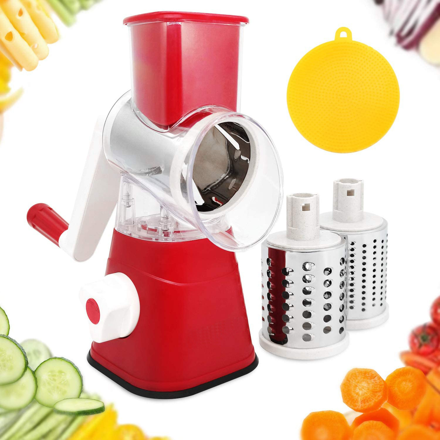 Manual Rotary Drum Grater Kitchen Mandoline Slicer