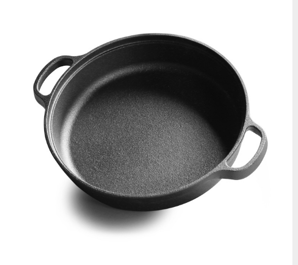 25CM Thickened  flat cast iron pan Domestic pancake pan Cast iron pot with two ears Metal Plate Pot Stove Baking Pan