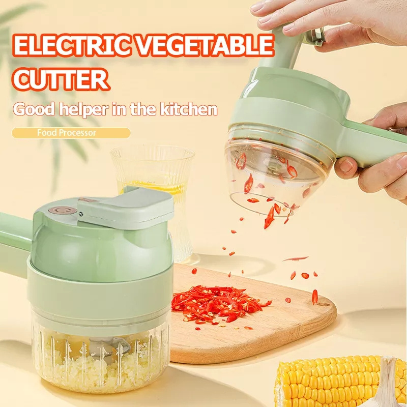 Electric Garlic Chopper Food Slicer Mincer Meat Chopper Wireless 4 In 1 Electric Electric Mini Food Chopper