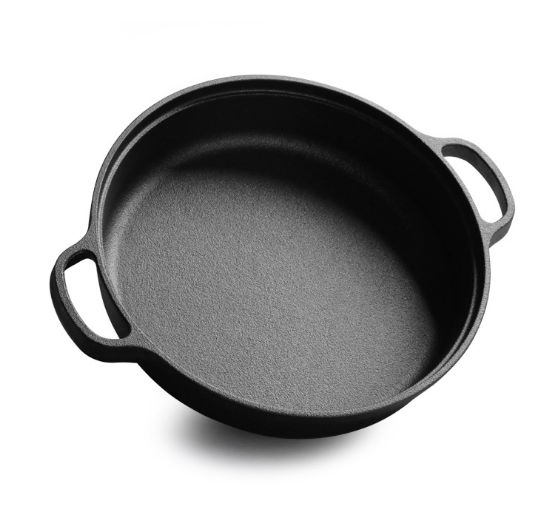 25CM Thickened  flat cast iron pan Domestic pancake pan Cast iron pot with two ears Metal Plate Pot Stove Baking Pan