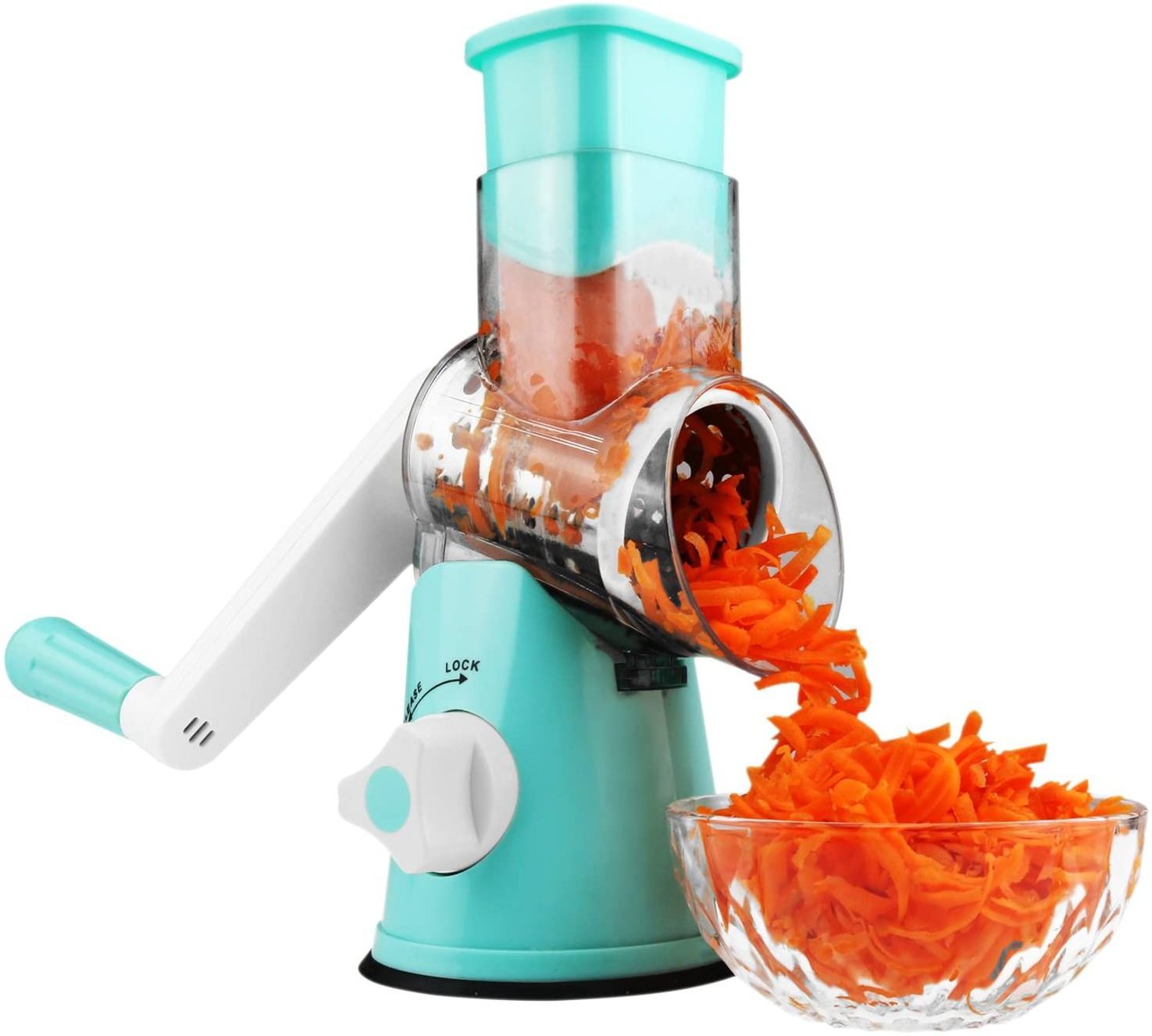 3 In 1 Vegetable Mandoline Slicer Swift Rotary Drum Grater Nut Shredder Veggie Cutter Peeler Spiralizer Cheese Chopper