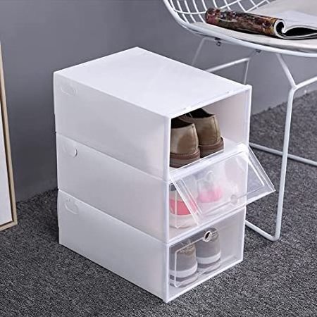 Best Seller Customized Shoe Storage Boxes New Product Clear Plastic stackable design  For Closets and Entryway