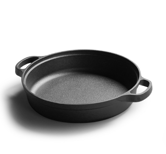 25CM Thickened  flat cast iron pan Domestic pancake pan Cast iron pot with two ears Metal Plate Pot Stove Baking Pan