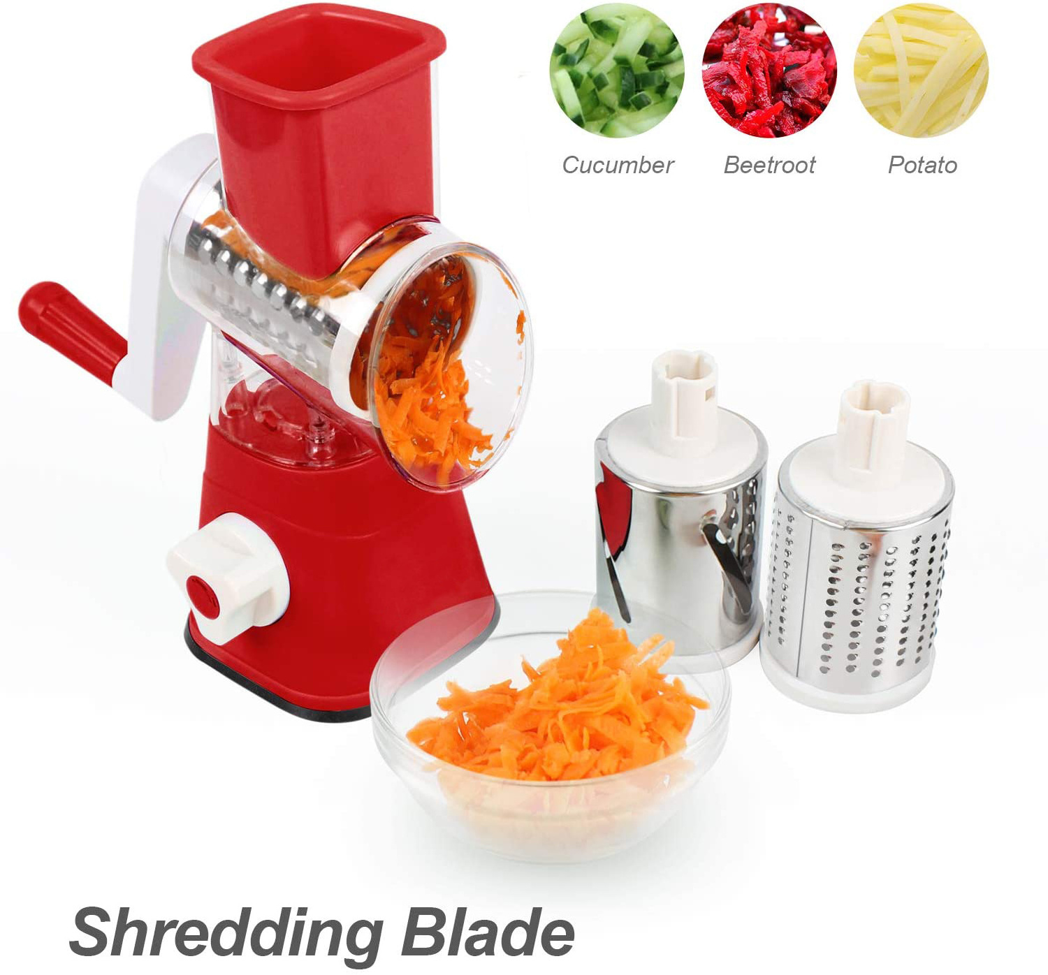 Manual Rotary Drum Grater Kitchen Mandoline Slicer