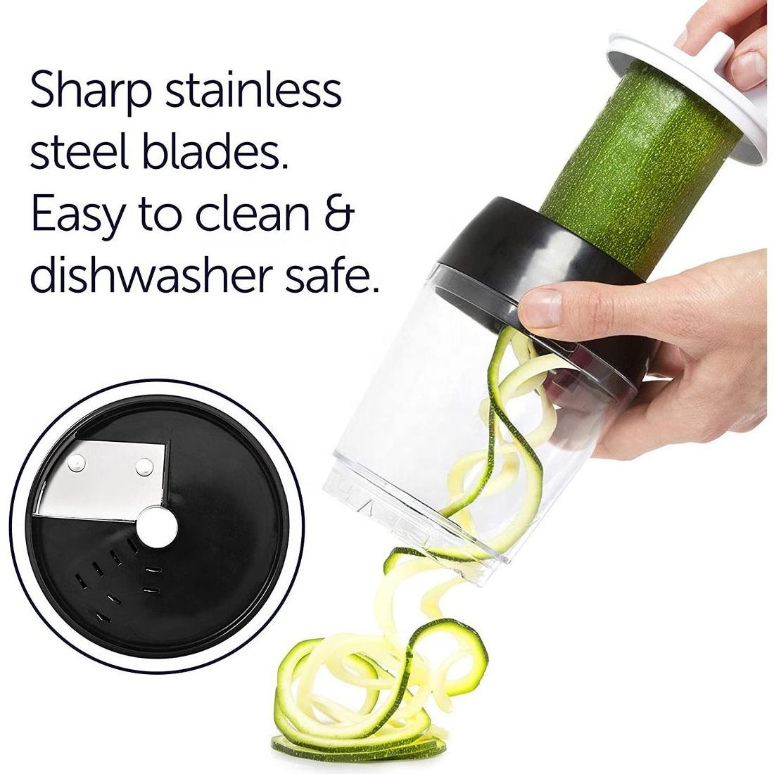 ZES Adjustable 3 in 1 Vegetable Spiralizer Vegetable Spiral Slicer