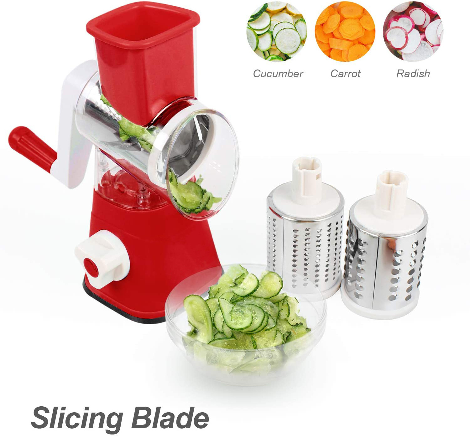 Manual Rotary Drum Grater Kitchen Mandoline Slicer