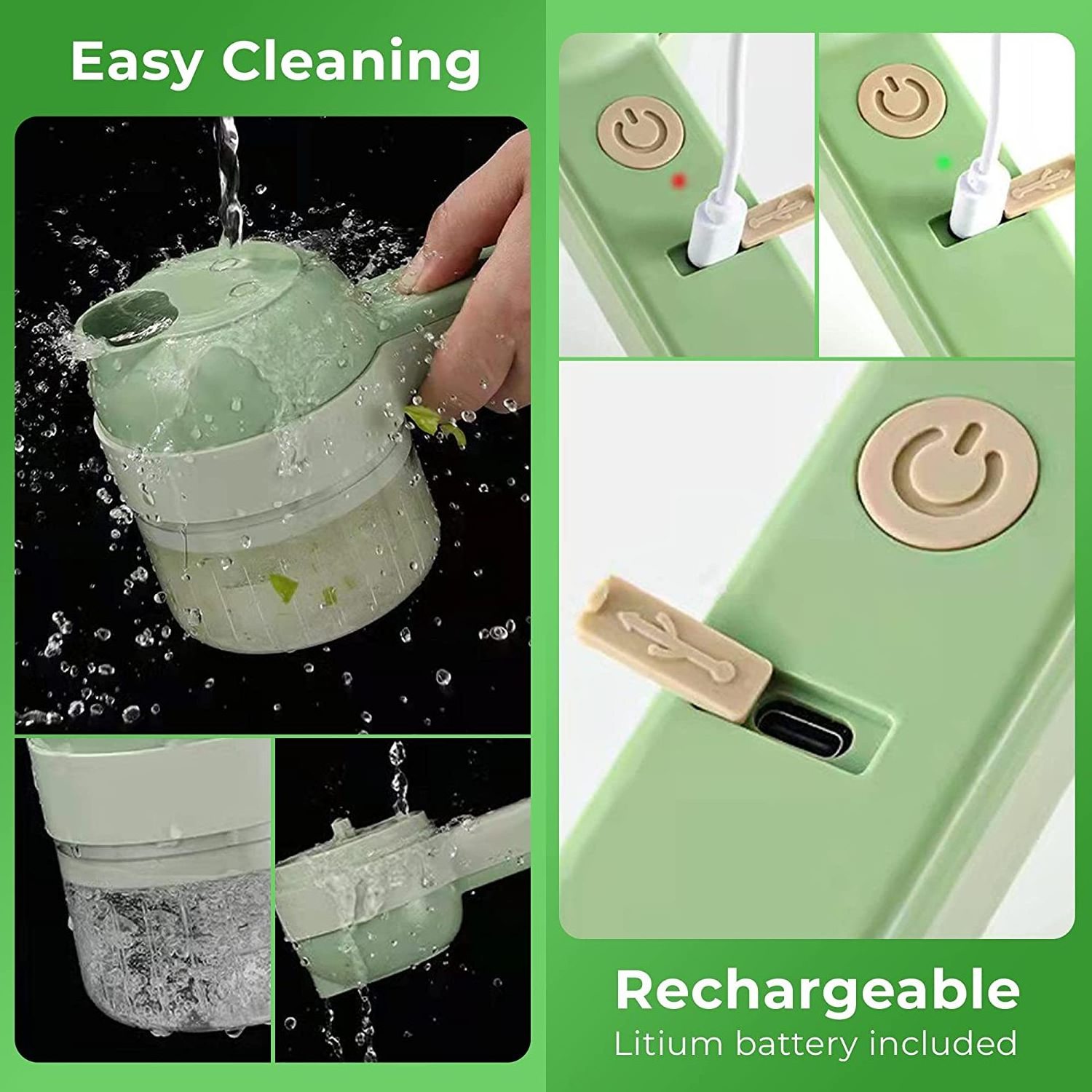 4 in 1 Handheld Electric Vegetable Cutter Set  Wireless Gatling Portable  Slicer Rechargeable Garlic Chopper