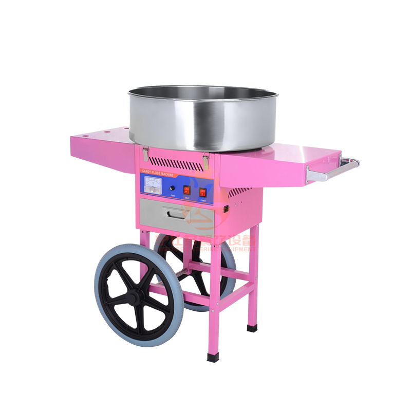 High Quality Commercial Stainless Steel Cotton Candy Machine With Cart Electric Automatic Cotton Floss For Sale