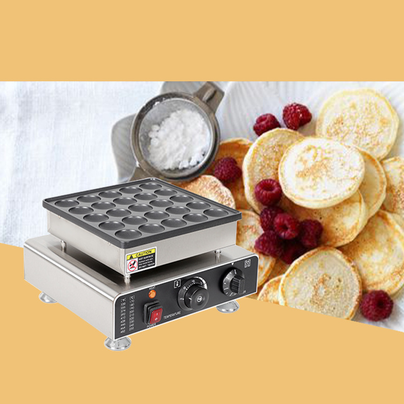 Electric Mini Pancake Waffle Machine 25 Holes Muffin Commercial Automatic Non-sticking Poffertjes Making