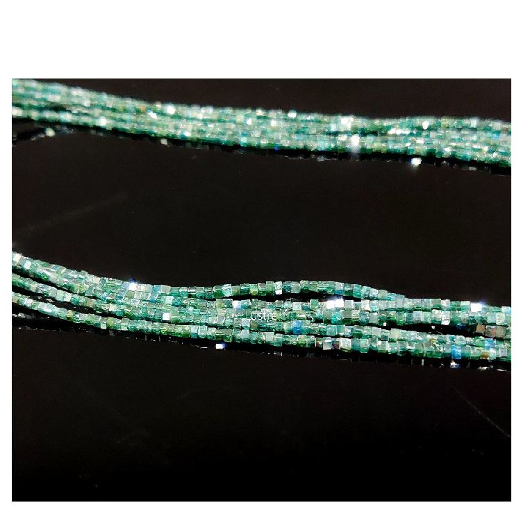 Blue Diamond Cube Beads Strand 1.5 - 2.5 mm Natural Blue Diamond Fancy Faceted Box Beads For Jewelry Making Wholesale Products