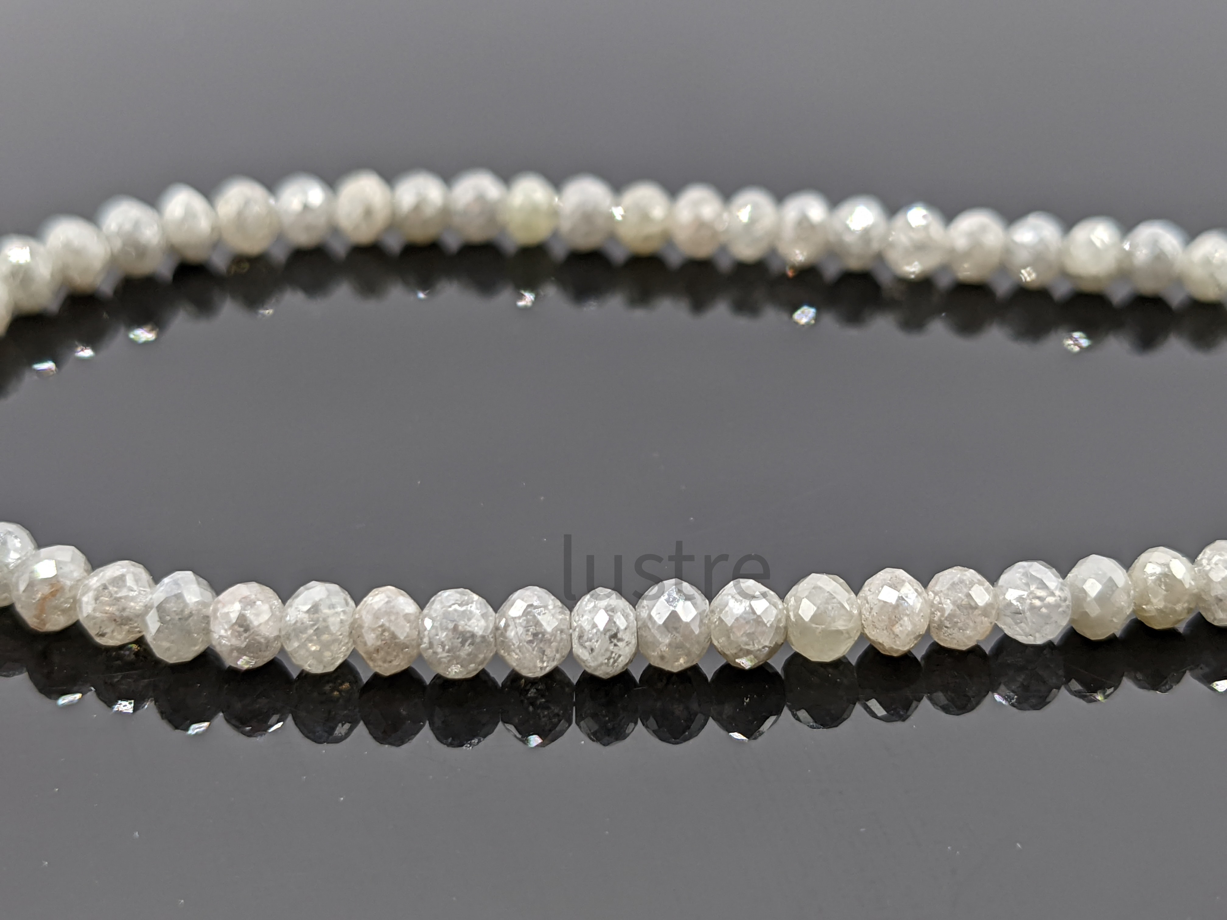 Natural White Round Diamond Beads Strands 2.5 - 4 mm  Large Size Diamond Jewelry Making Faceted Stone Beads for Wholesale