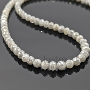 Natural White Round Diamond Beads Strands 2.5 - 4 mm  Large Size Diamond Jewelry Making Faceted Stone Beads for Wholesale