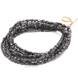 100% Natural Black Raw Rough Diamond Beads 3 - 5 mm Raw Diamond Jewelry Making Uncut Beads Strands