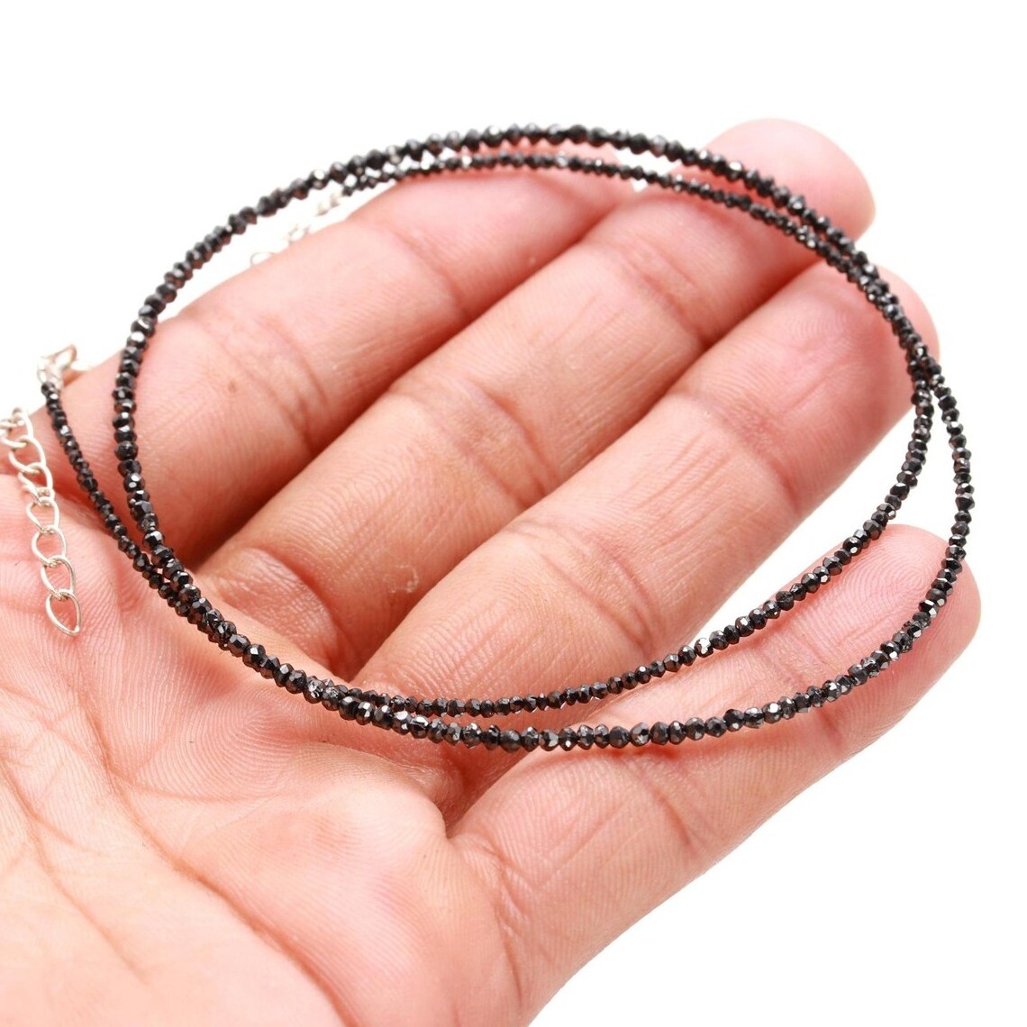 Best Selling Product Black Diamond Faceted Rondelle Beads Strand  Black Natural Diamond Beads For Jewelry Making