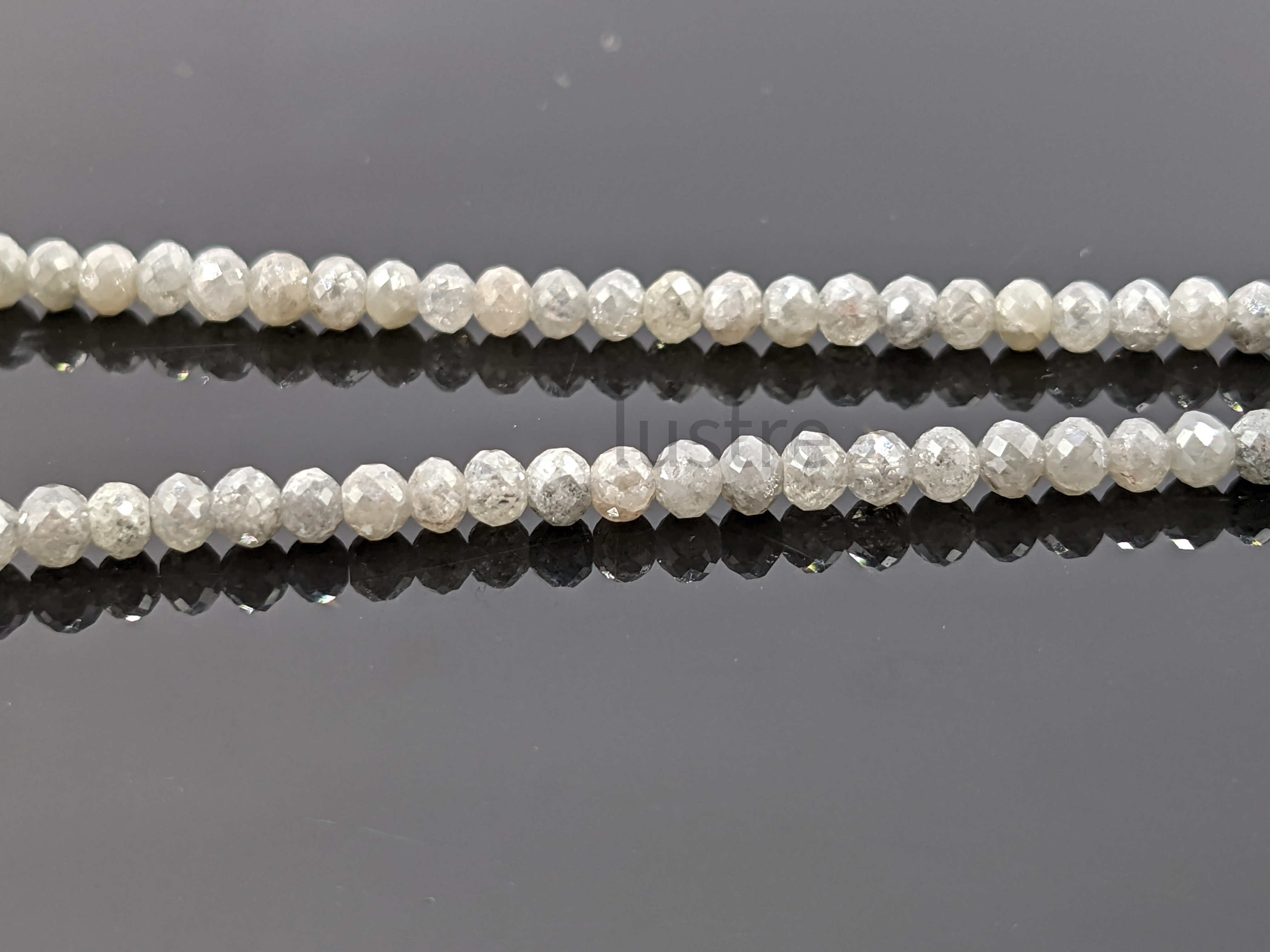 Natural White Round Diamond Beads Strands 2.5 - 4 mm  Large Size Diamond Jewelry Making Faceted Stone Beads for Wholesale