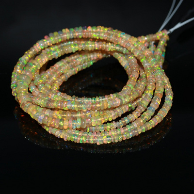 Opal Smooth Rondelle Beads 2.5 - 4 MM Yellow Opal Beads For Jewelry Making Wholesale Ethiopian Opal Stone Beads Loose Gemstones