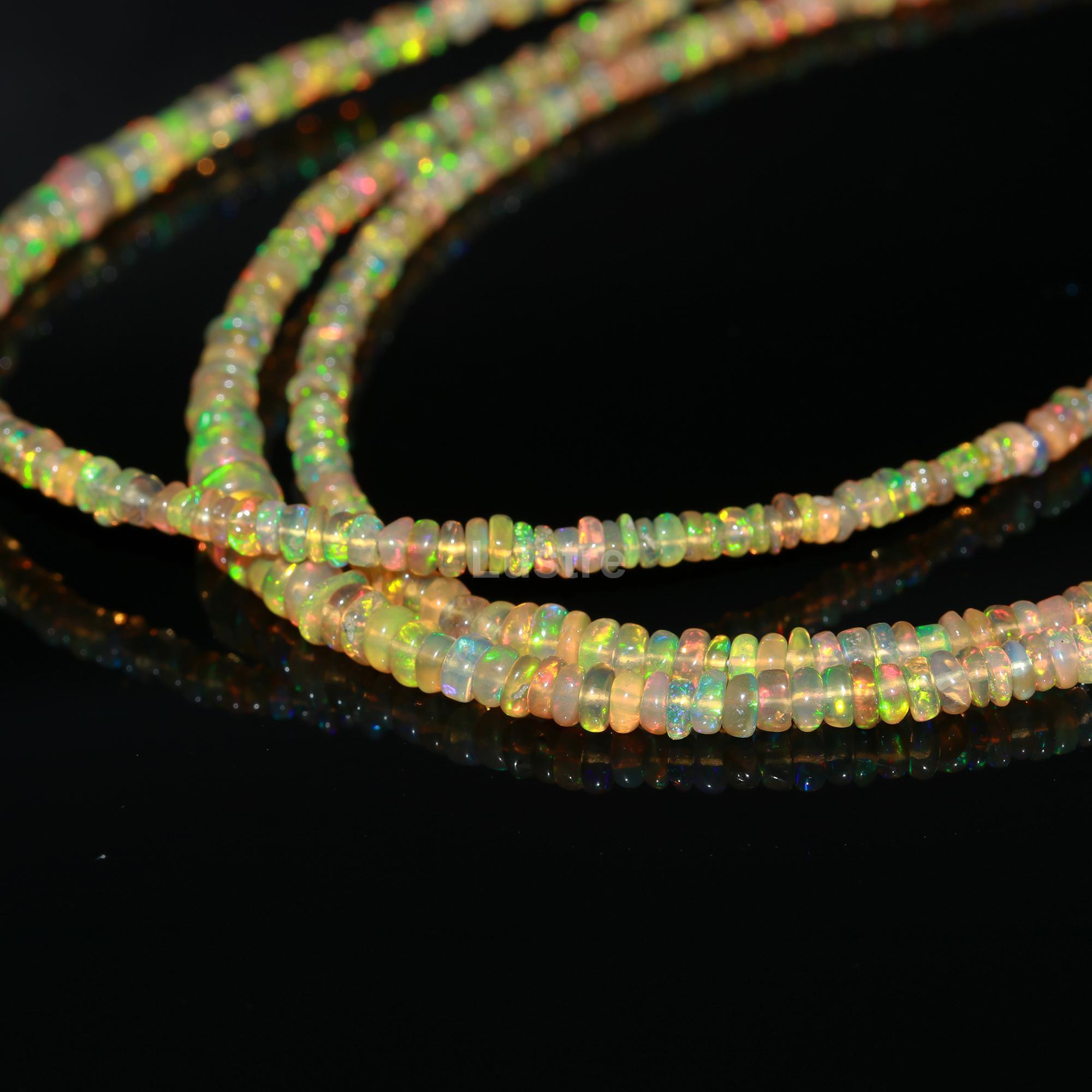 Opal Smooth Rondelle Beads 2.5 - 4 MM Yellow Opal Beads For Jewelry Making Wholesale Ethiopian Opal Stone Beads Loose Gemstones