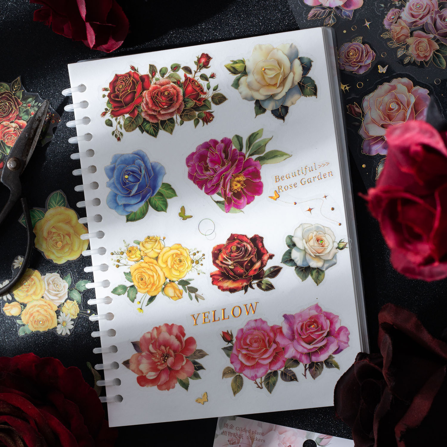 2 Pieces/Pack Stickers Wild Rose Garden Series Rose Hand Account DIY Material Decoration Stickers  6 Models