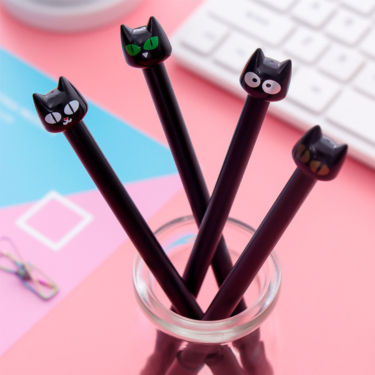 Gao Si Korean Creative Black Cat Head write Signature Pen Ball Pen Black Student Gel Pen Stationery Manufacturer