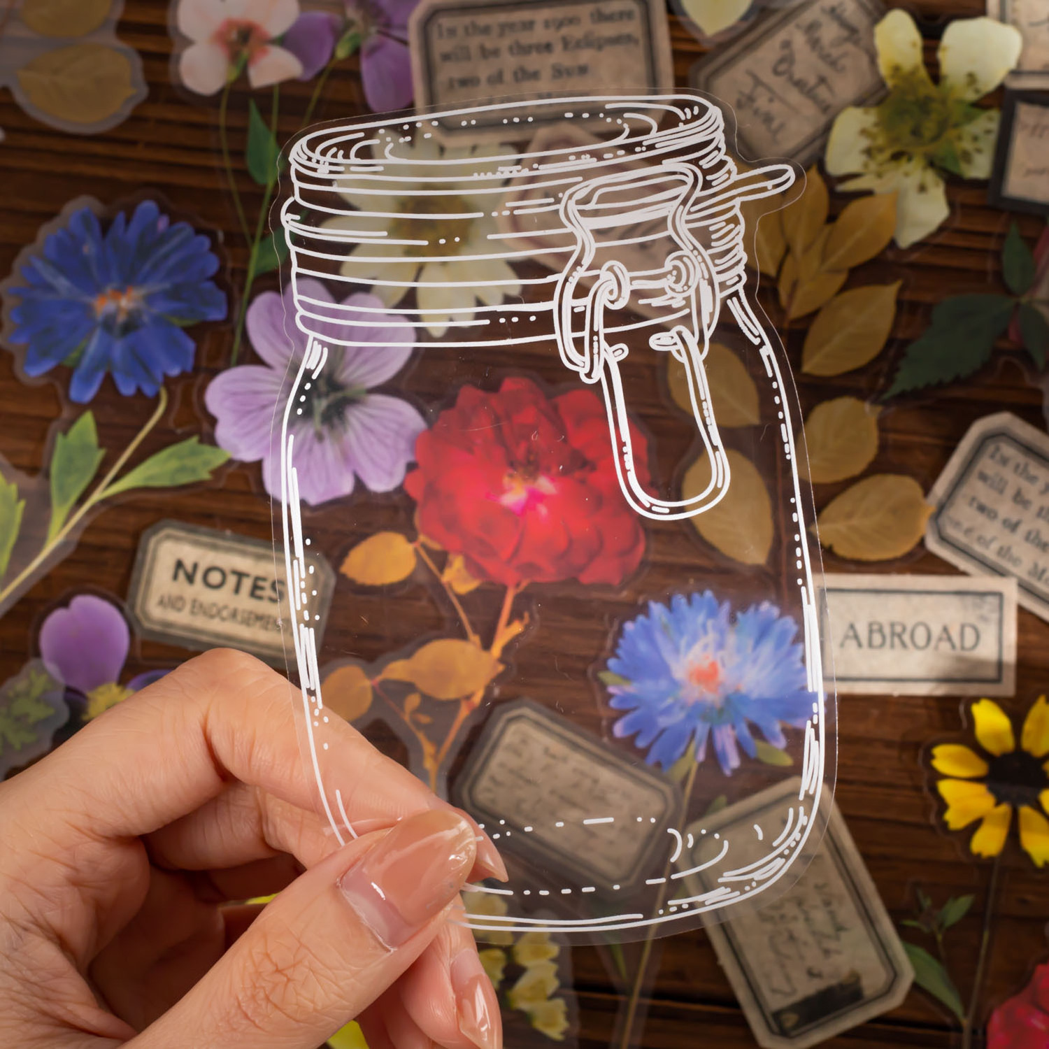 45 Pieces/pack Stickers Dried Flower Memory Series Dried Flower Bottle DIY Journal Material Stickers  into 6 Options