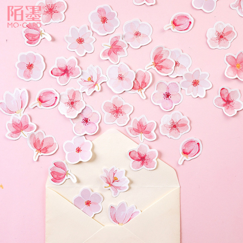 45pcs/box Cute Cherry blossom story Boxed Stickers Diary Adhesive Boy Girl Scrapbooking Decorative DIY Stickers