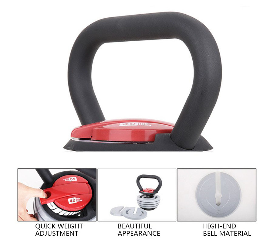 Wholesale High Quality Home Gym Fitness Workouts Kettle Bell Set Up To 40Lb Cast Iron Rubber Base Adjustable Kettlebell