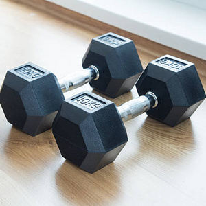 Gym Cast Iron Dumbbell 1kg 2kg 3kg 4kg 5kg 6kg 7kg 8kg 9kg 10kg Black Hex Rubber Dumbbell for Exercises