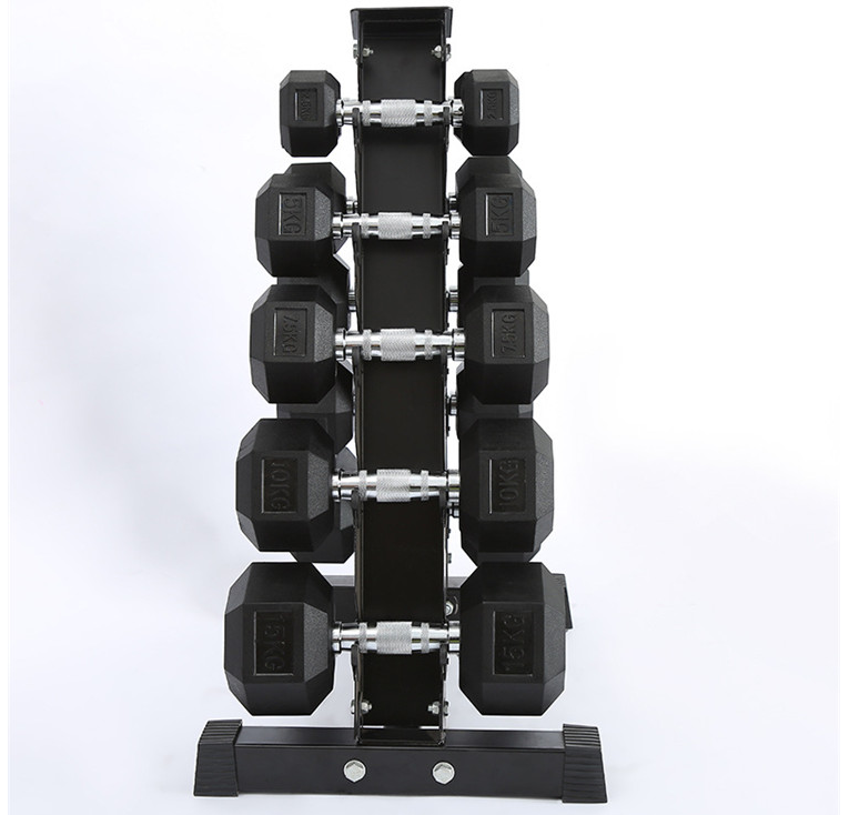 Gym Cast Iron Dumbbell 1kg 2kg 3kg 4kg 5kg 6kg 7kg 8kg 9kg 10kg Black Hex Rubber Dumbbell for Exercises