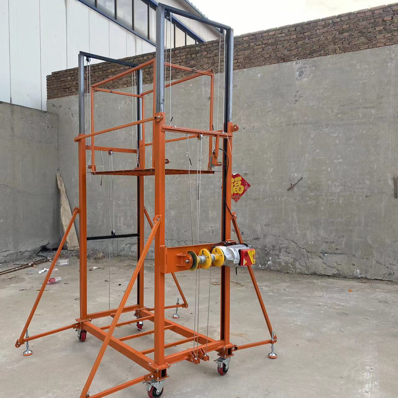 Portable automatic folding electric lifting scaffolding with wheels