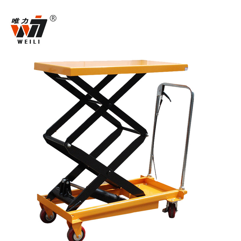 0.5 ton Mobile Hydraulic Manual Scissor Lift Table For Industry Warehou Platform