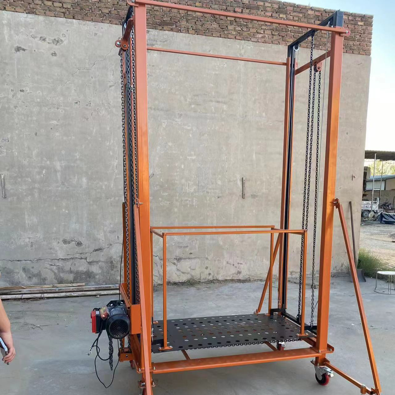 Portable automatic folding electric lifting scaffolding with wheels