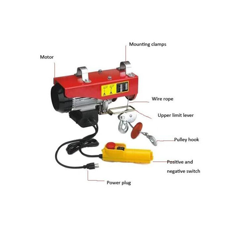 New Product 100kg 500kg 220v Motor 1000kg Small Mini Wire Rope Electric Cable Pulley Chain Hoist Crane Winch