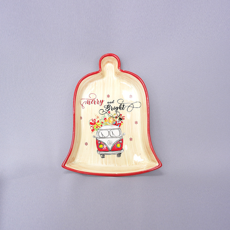 Holiday Christmas Bell Shaped Dishes Ceramic Cake Plate