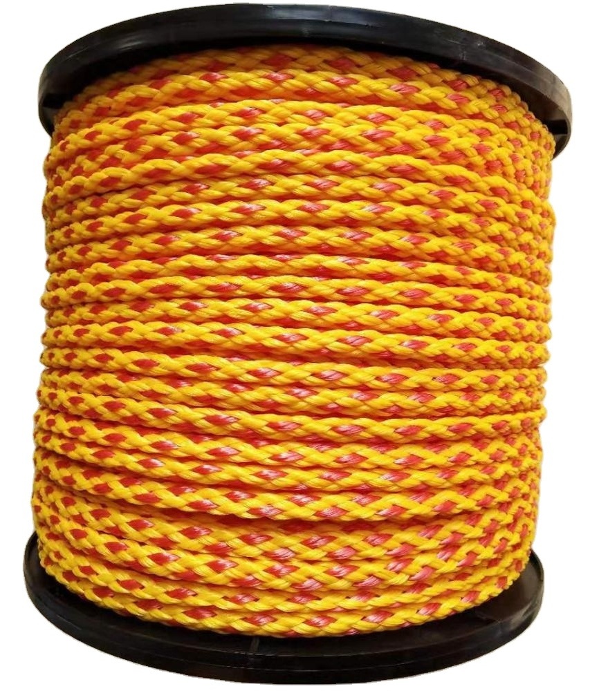 8mm yellow/red polyethylene  hollow braided  rope, PE hollow braided rope