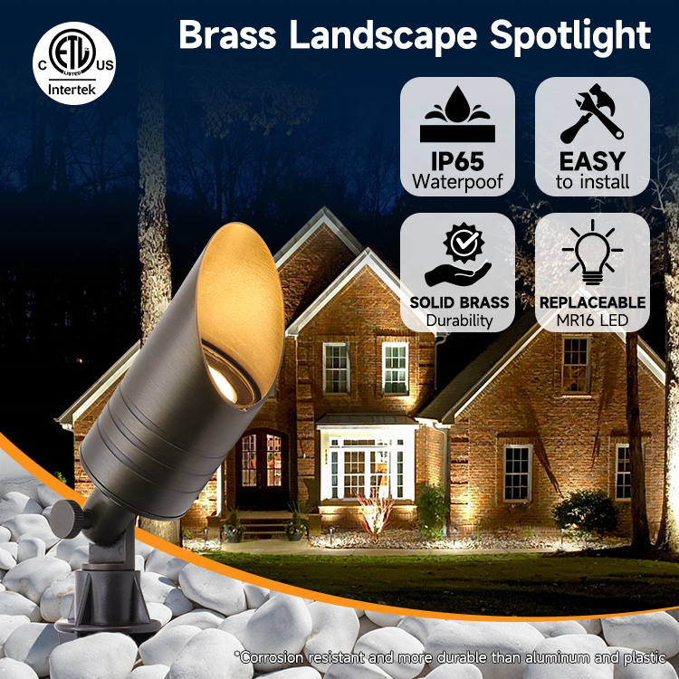 USA Warehouse OEM ODM Brass Outdoor Ip65 Waterproof 12V AC/DC In Ground Led Landscape Lighting Garden Lawn Spotlight