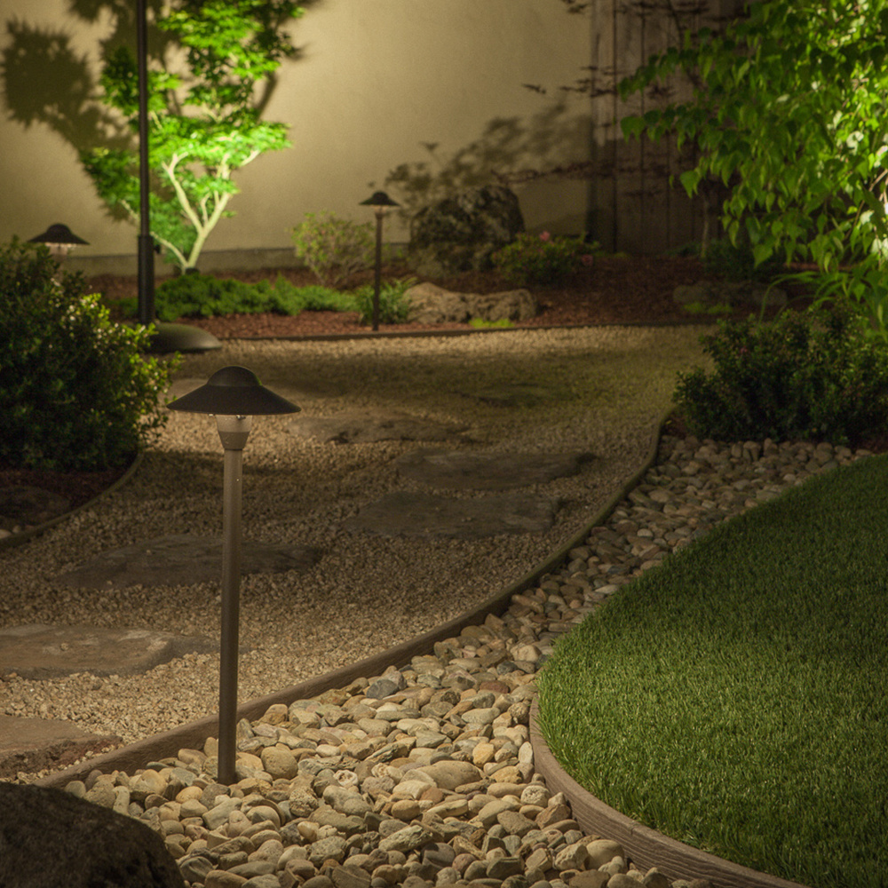 Landscape Lighting Die-cast Brass Low Voltage Small Hat Path Lighting Fixture with and Spike Free Compatible with G4 LED Bulbs