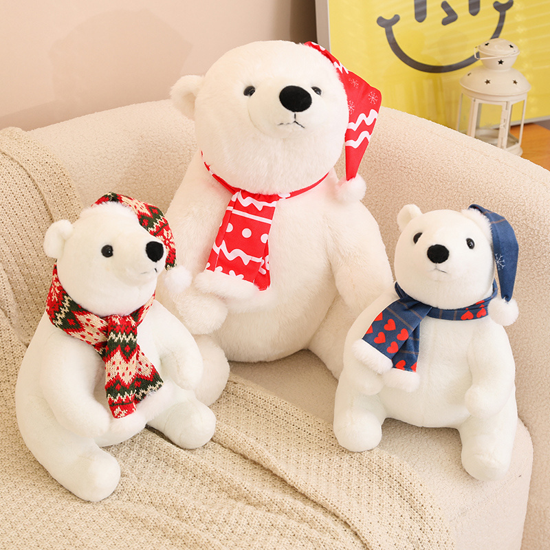 Furreal polar bear cub interactive plush toy cute christmas polar bear plush toy with hat and scarf