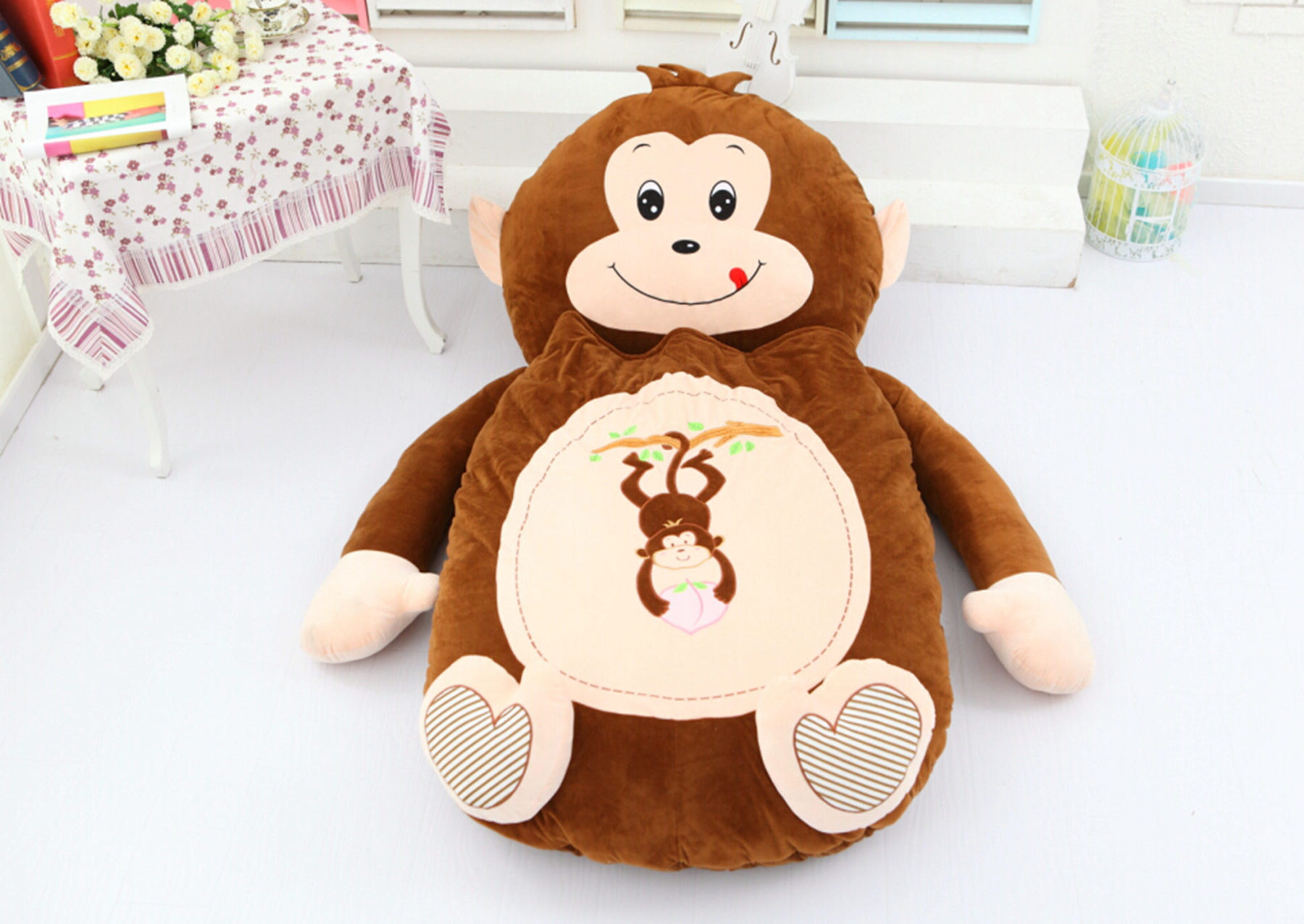 Cartoon animal plush bed cute bear stuffed bed soft and warm plush bed for kids adults