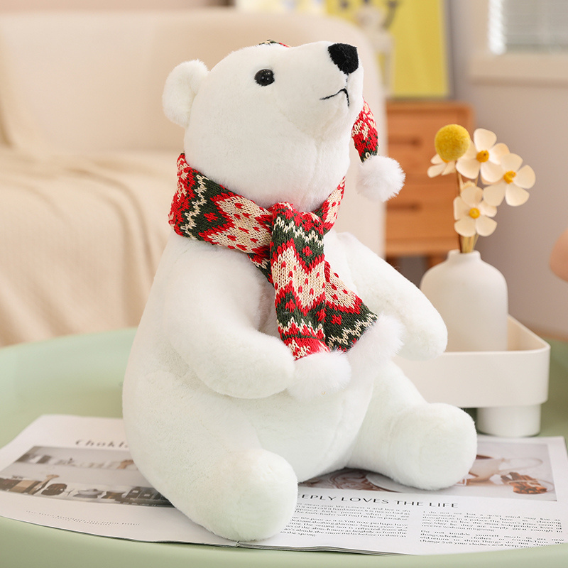 Furreal polar bear cub interactive plush toy cute christmas polar bear plush toy with hat and scarf