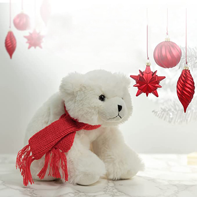 Cheap prices hot sale soft stuffed animal polar bear frosty plush toy with scarf for children