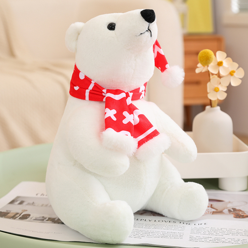 Furreal polar bear cub interactive plush toy cute christmas polar bear plush toy with hat and scarf