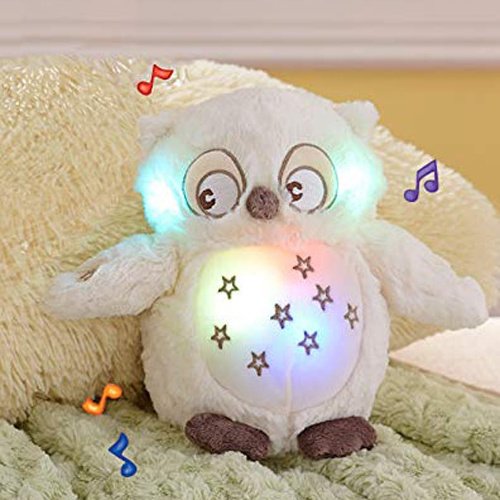 Custom Animated Owl Plush Stuffed Animal Musical Led Light Customized logo Soft Owl Plush Toys Dolls For Kids Gifts