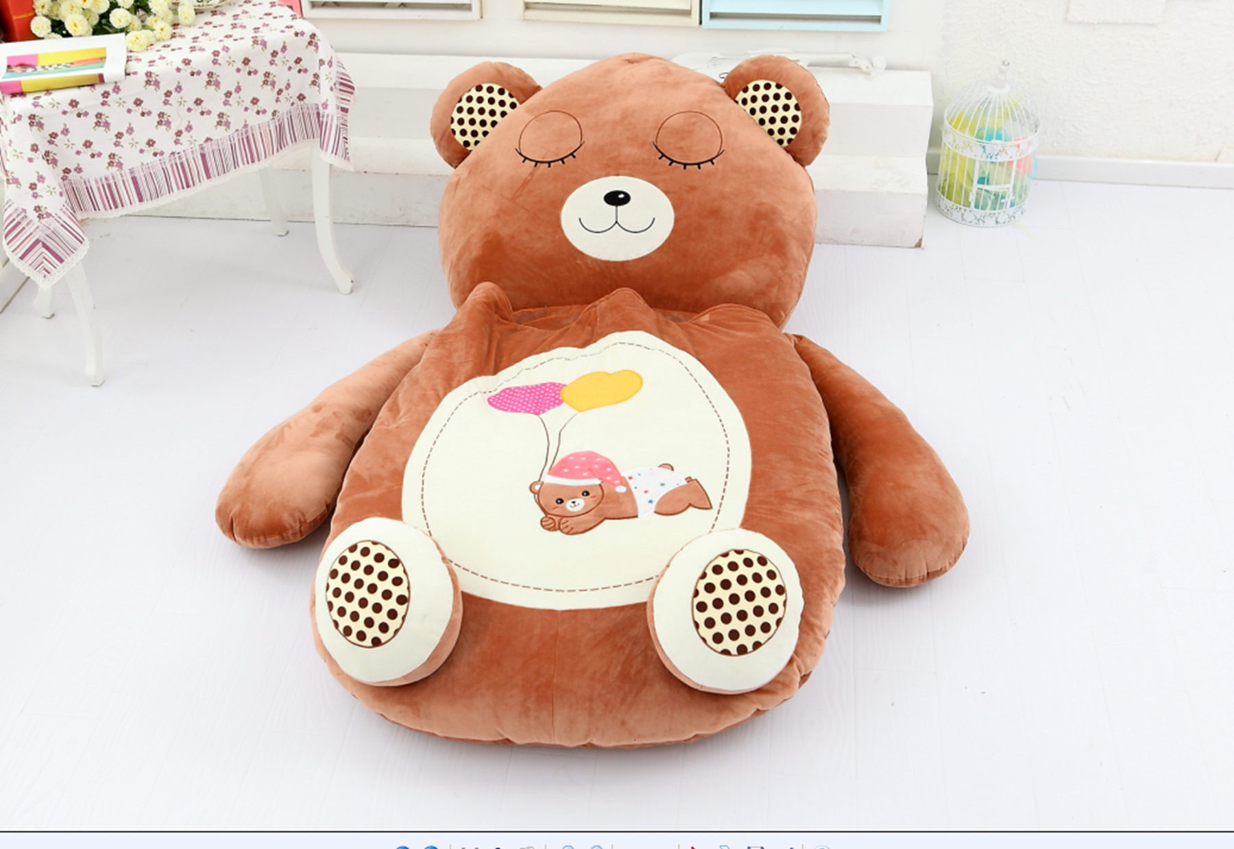 Cartoon animal plush bed cute bear stuffed bed soft and warm plush bed for kids adults