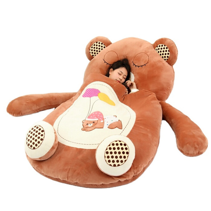 Cartoon animal plush bed cute bear stuffed bed soft and warm plush bed for kids adults