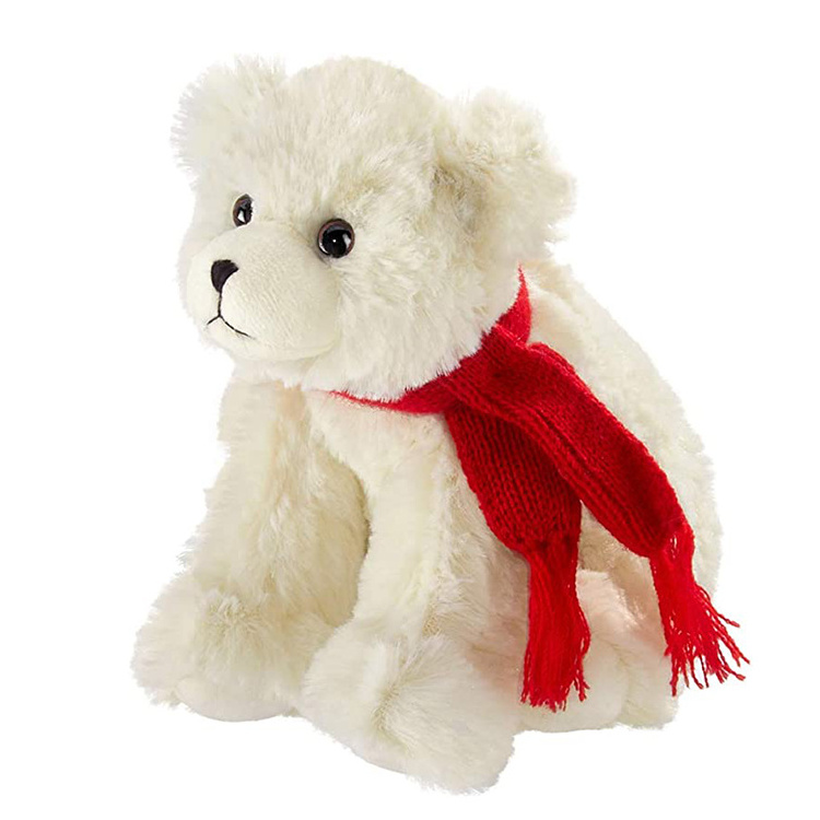 Cheap prices hot sale soft stuffed animal polar bear frosty plush toy with scarf for children